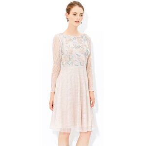 Monsoon London NWOT Joan Lace Floral Beaded Dress in Nude size 6